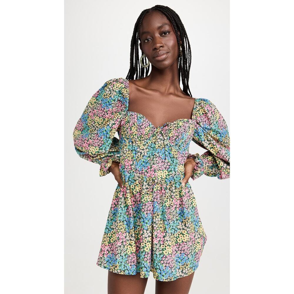 NWT For Love & Lemons Ruth Mini Dress in Blue Sz M